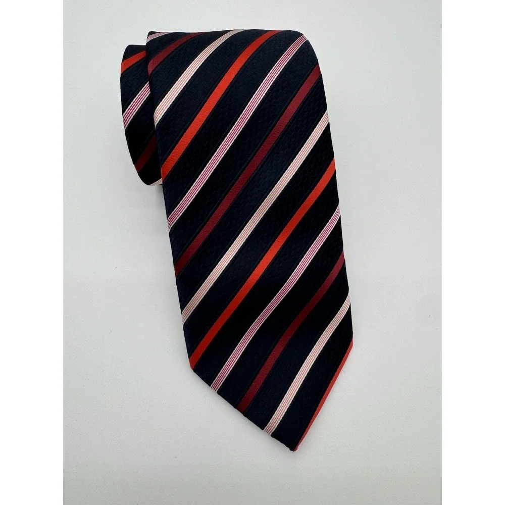 Imani Uomo Tie Black Red White Striped Classic Diagonal Stripe Men's Tie